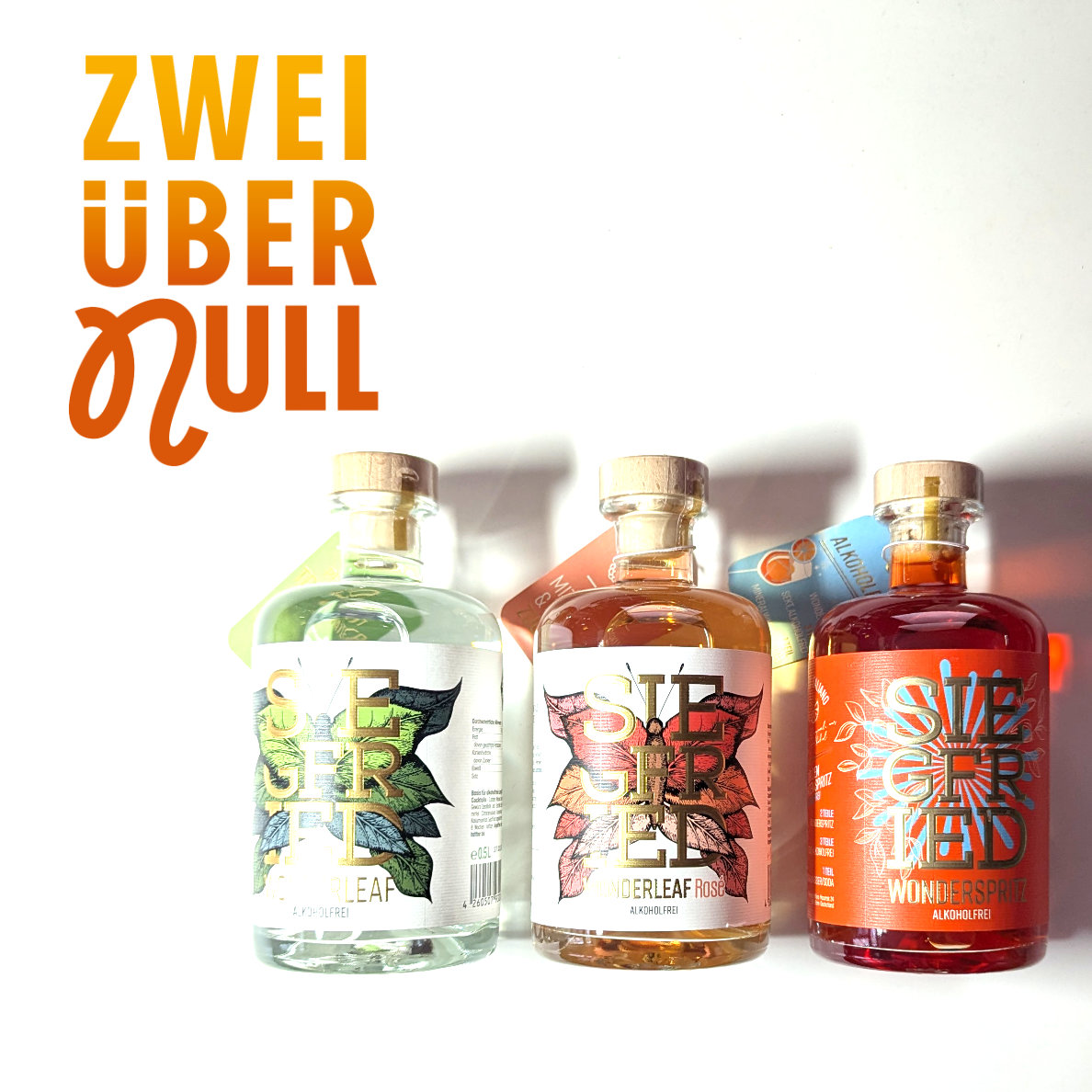 Logo des Podcasts mit den drei Flaschen Siegfried Wonderleaf